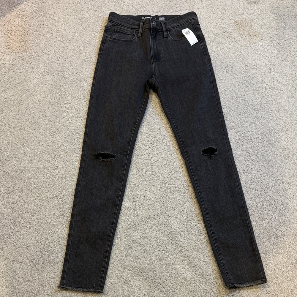 Old Navy Black Distressed Skinny Jeans Girls Size - 14
